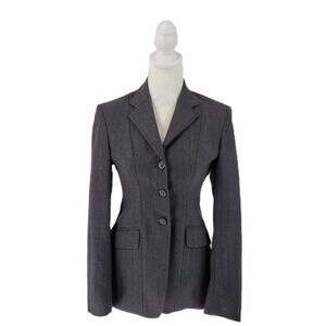 Vintage Pytchley Womens Small Gray Pinstripe Wool Equestrian Riding Blazer